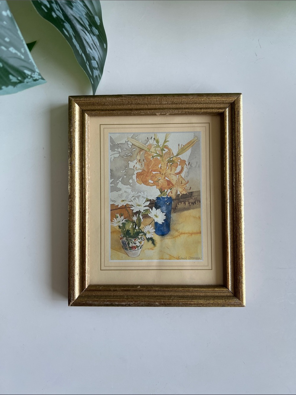 Vintage Framed Floral Art Print Tiger Lilies Richard Akerman Small Mini